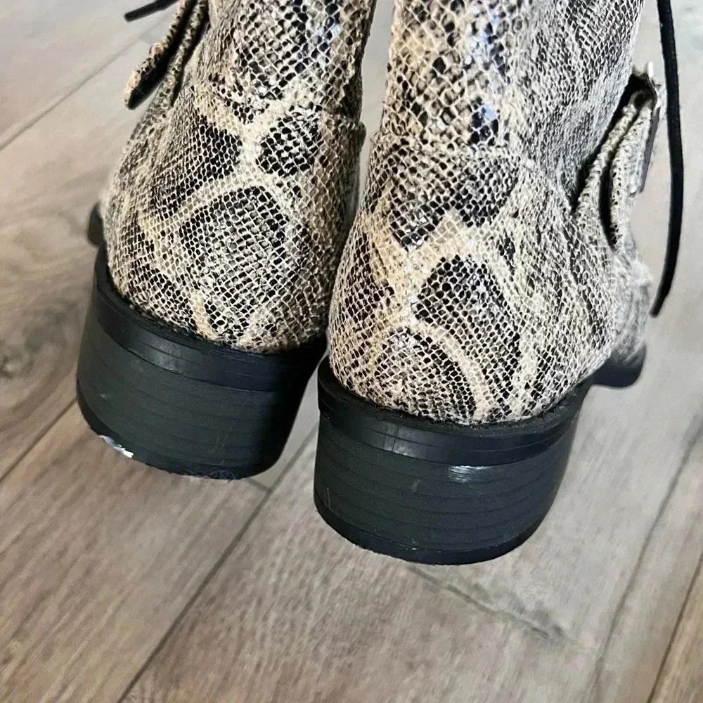 Express Python Snake Print Lace Up Combat Boots S… - image 6